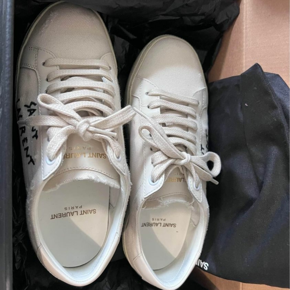 Saint Laurent Court Classic Embroidered Sneaker Size 34/4 UNISEX - Picture 2 of 11